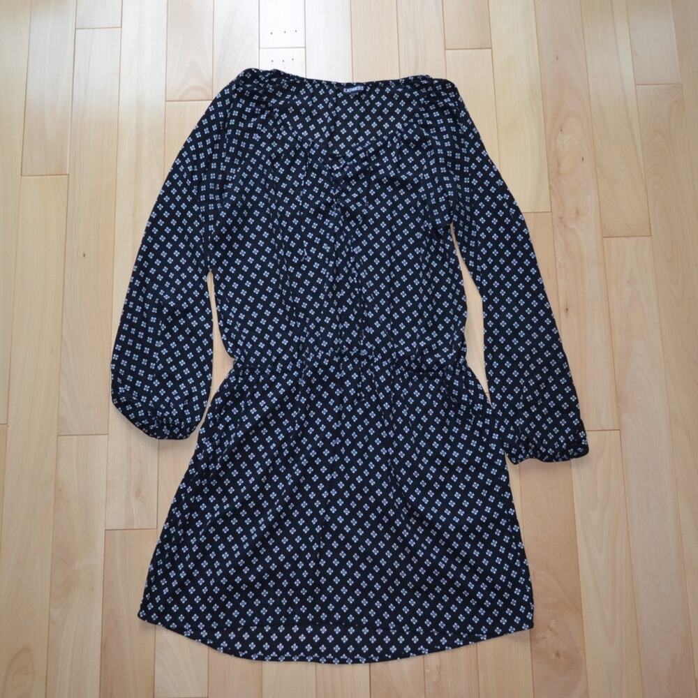 Express Long Sleeve Midi Dress Diamond Pattern Black White Size Large